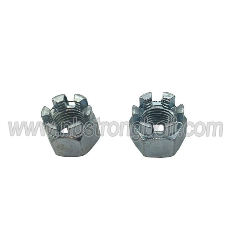 DIN935 Hexagon Slotted Nut with White Zinc Palted