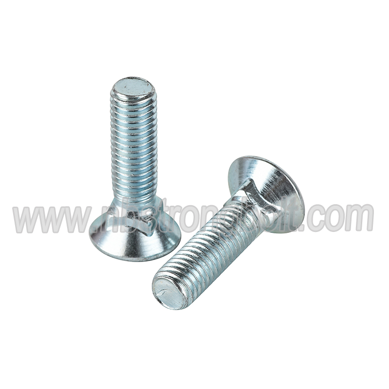 Flat Head Square Neck Screw with White Zinc Plated